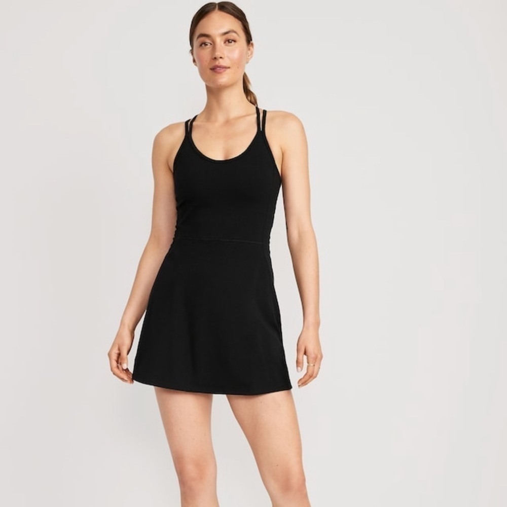 NWT! Black PowerChill Sleeveless Strappy Shelf-Bra Dress - Small 💜